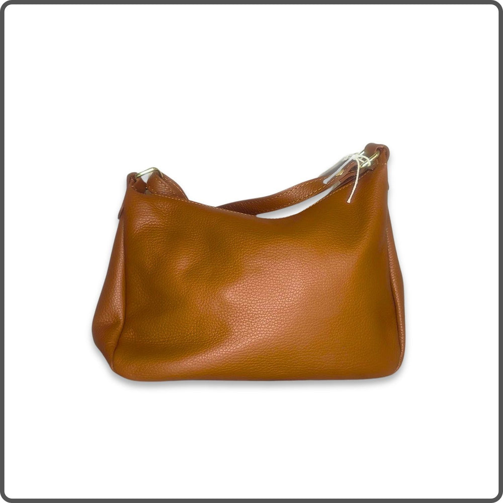 Leather Cross Body Bag Med - PM299-DARK TAN