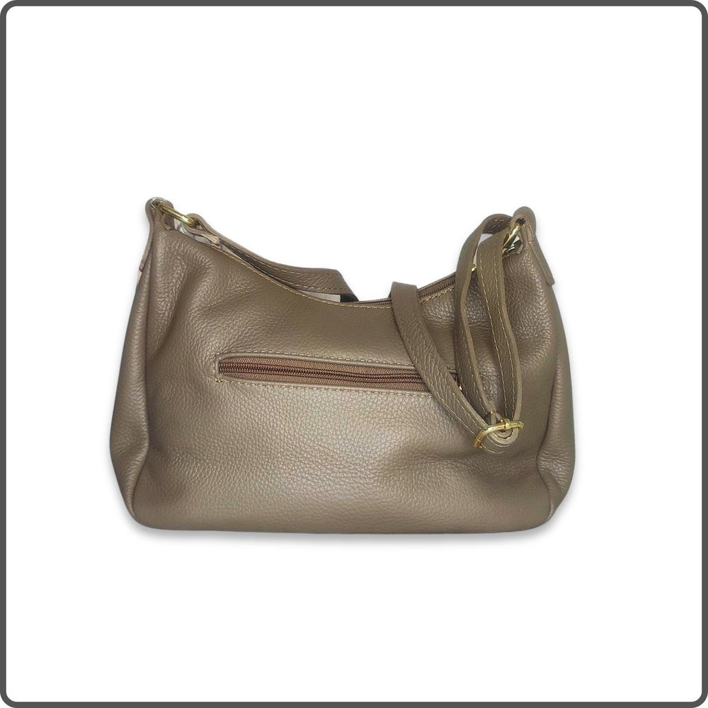 Leather Cross Body Bag Med - PM299-DARK TAUPE