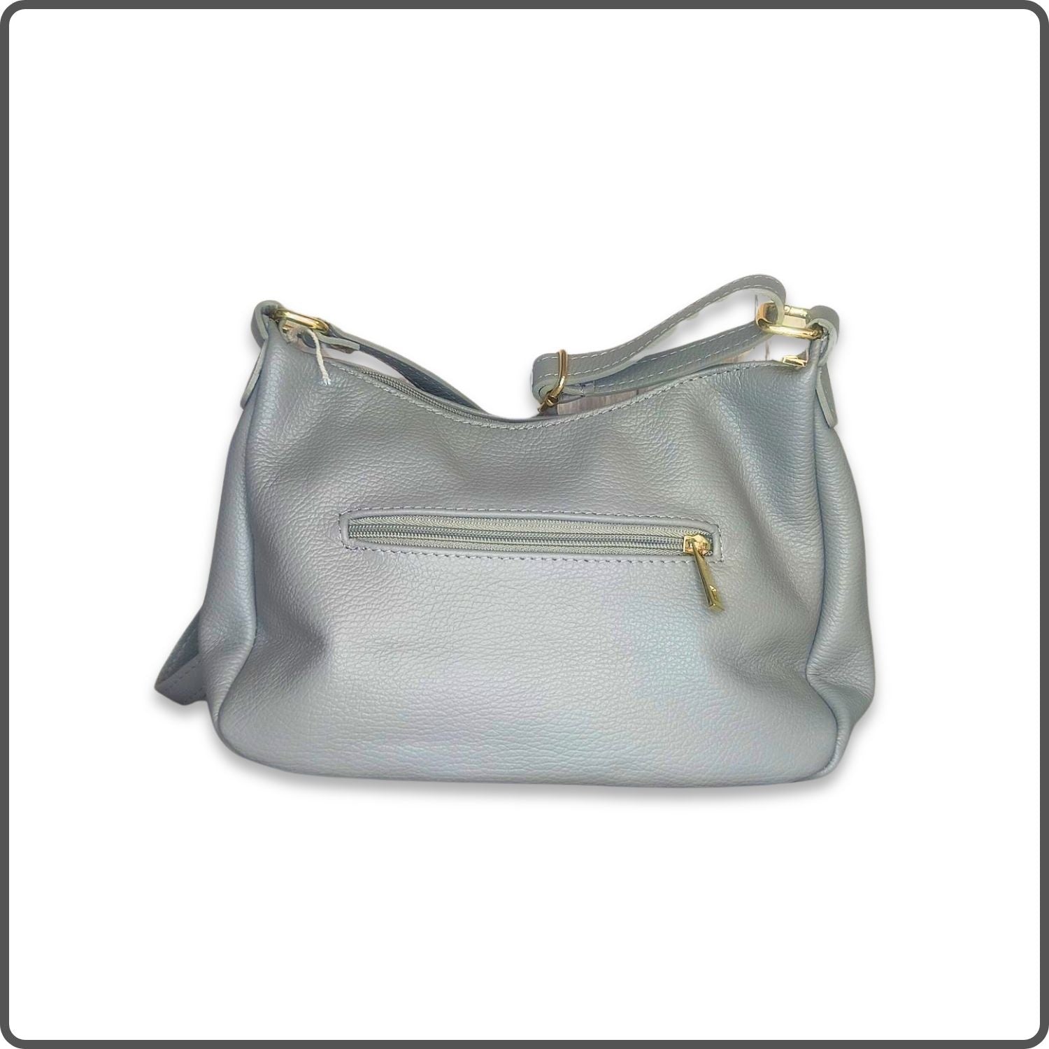 Leather Cross Body Bag Med - PM299-LIGHT GREY