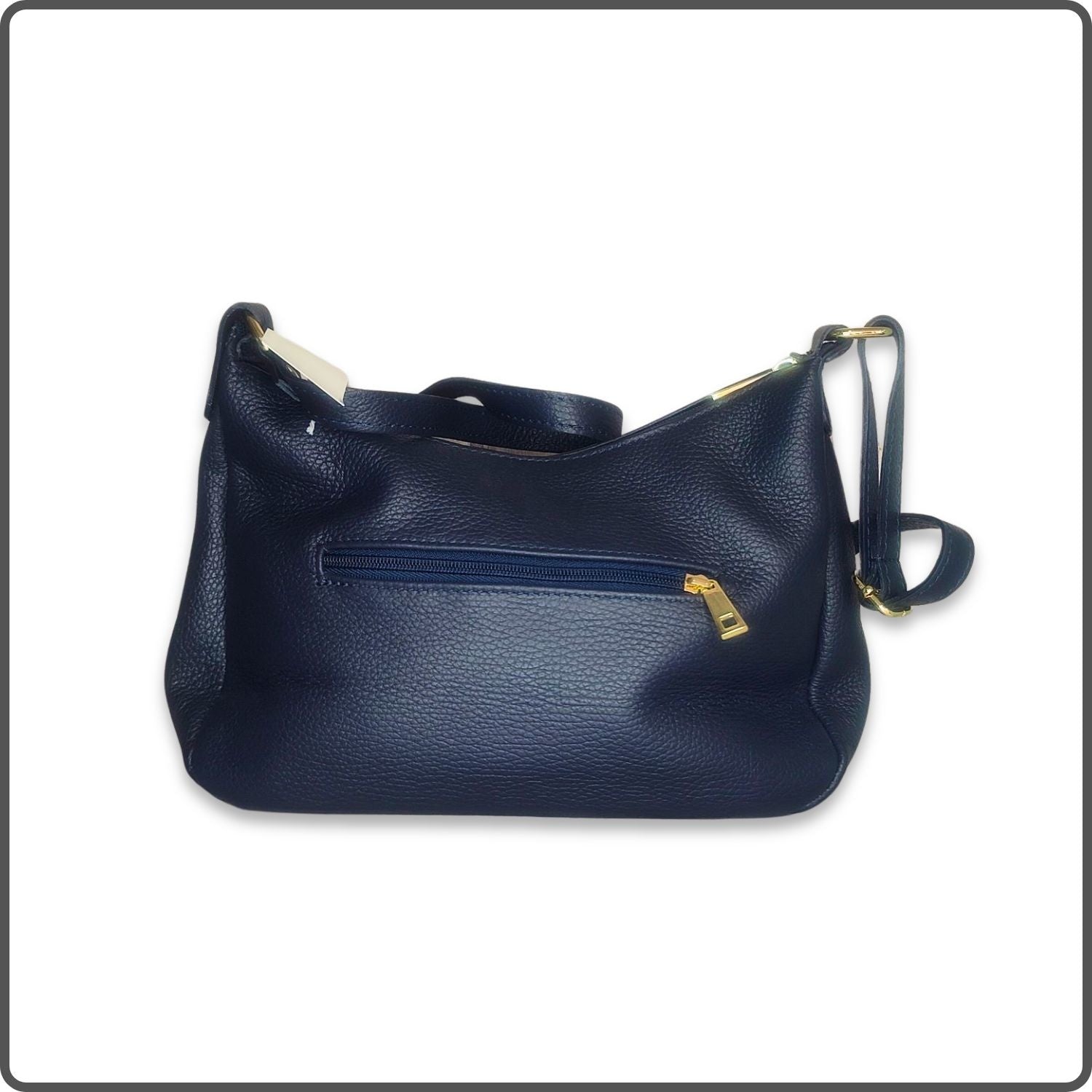 Leather Cross Body Bag Med - PM299-NAVY