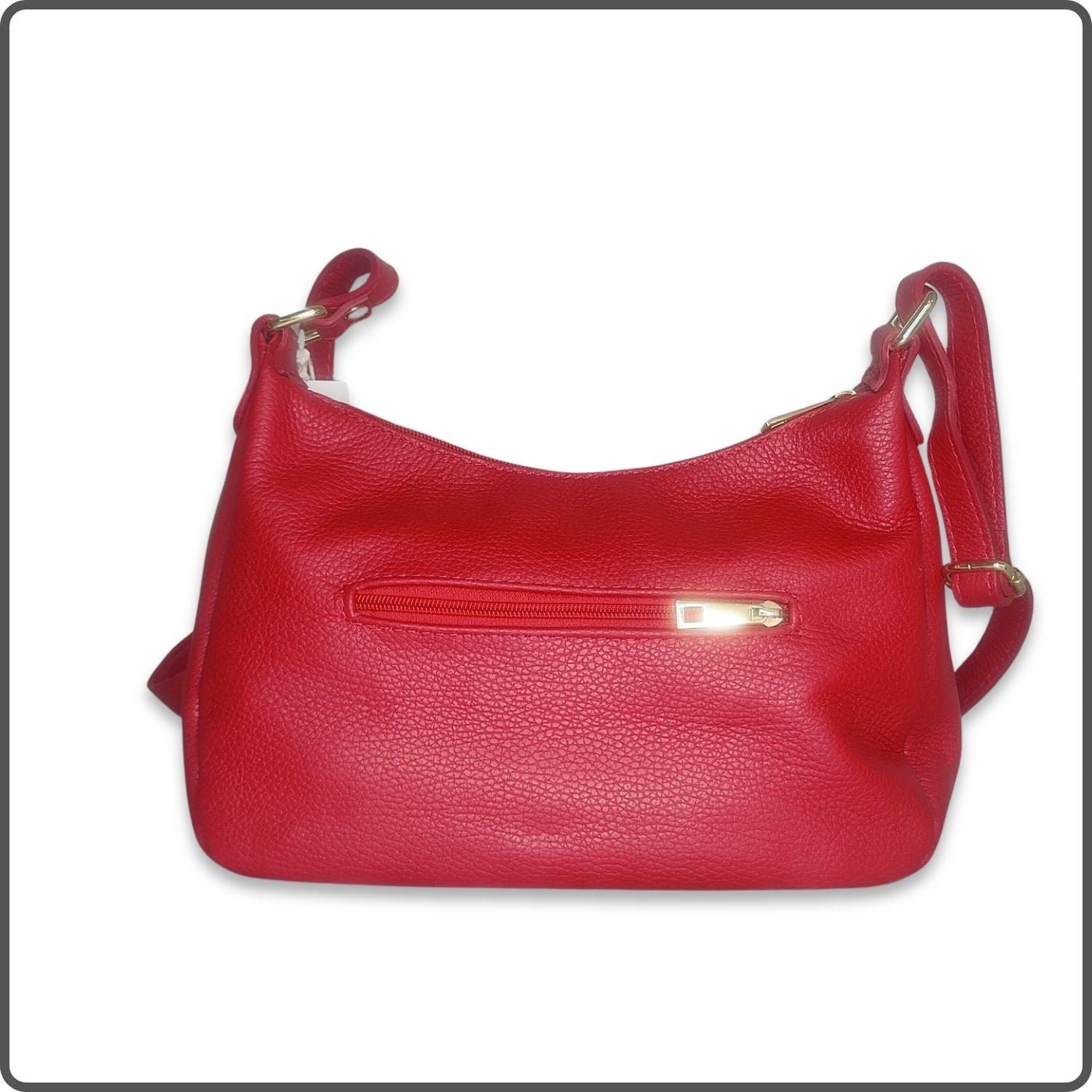 Leather Cross Body Bag Med - PM299-RED