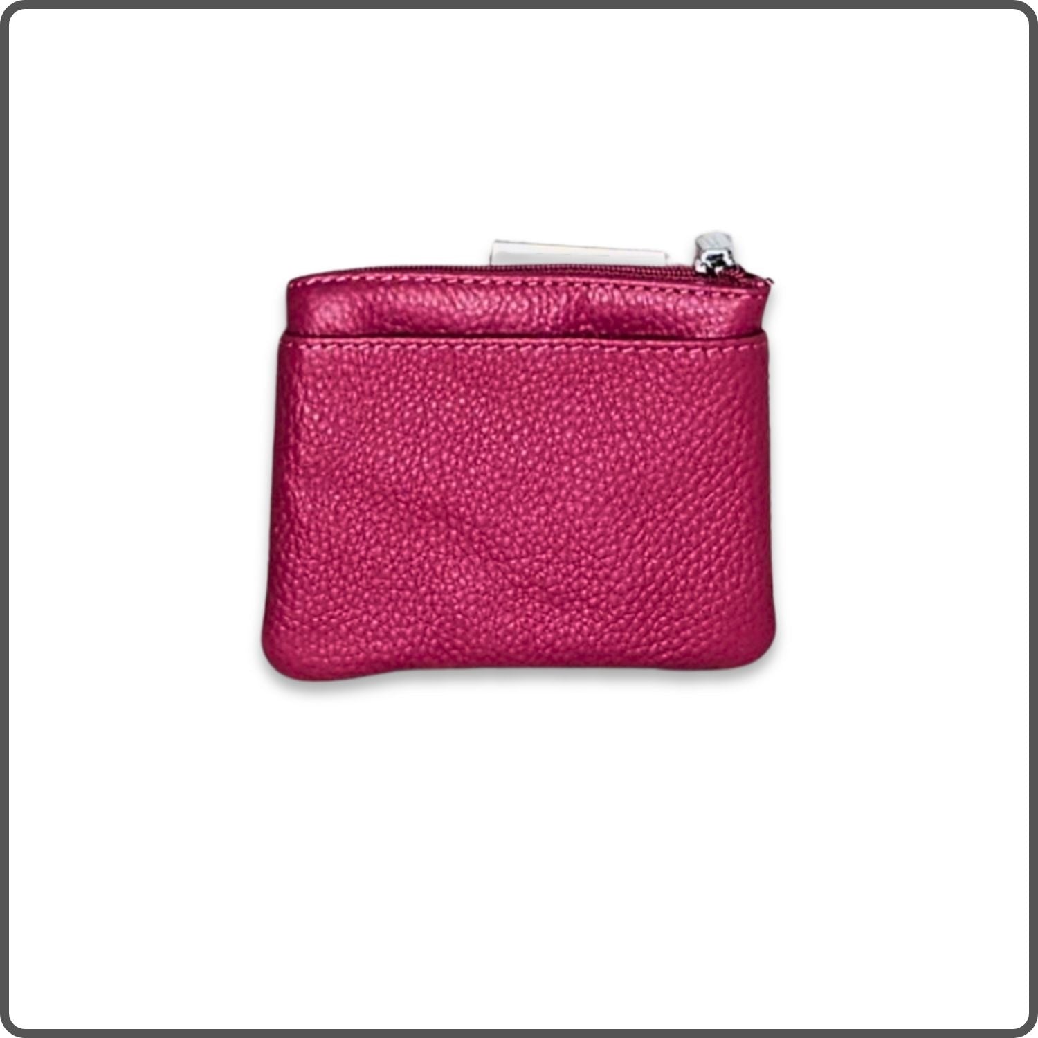 Leather Zipper Coin Purse - 001-FUCHSIA