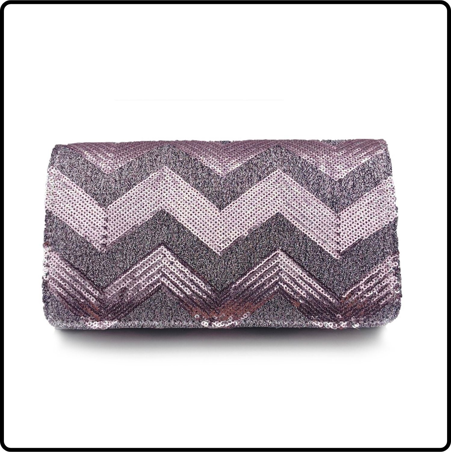 Zelina Diagonal Lines Evening Bag/Pink-Zelina-Pink