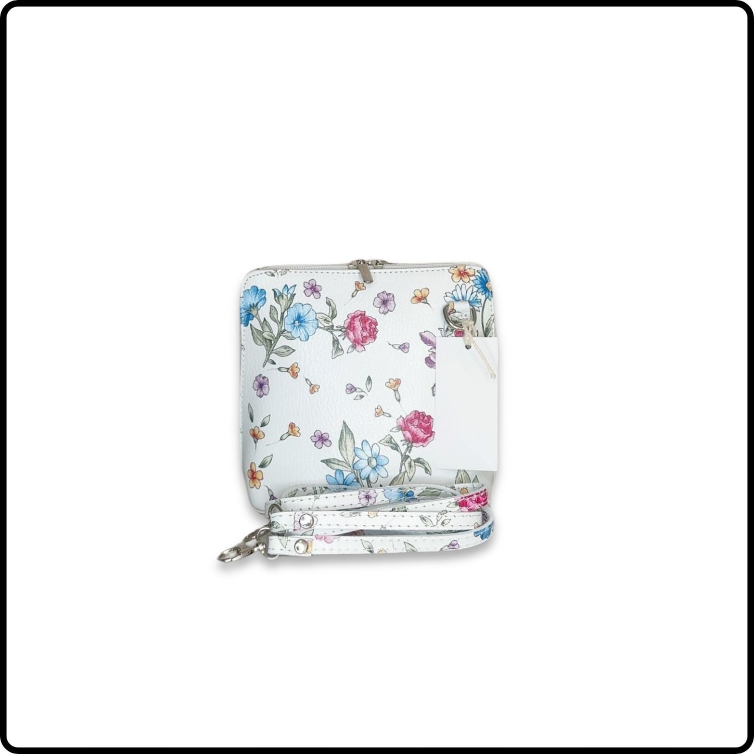 Square Leather Messenger Bag - VP011-FLORAL