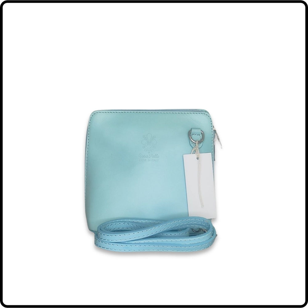 Square Leather Messenger Bag - VP011-PALE BLUE