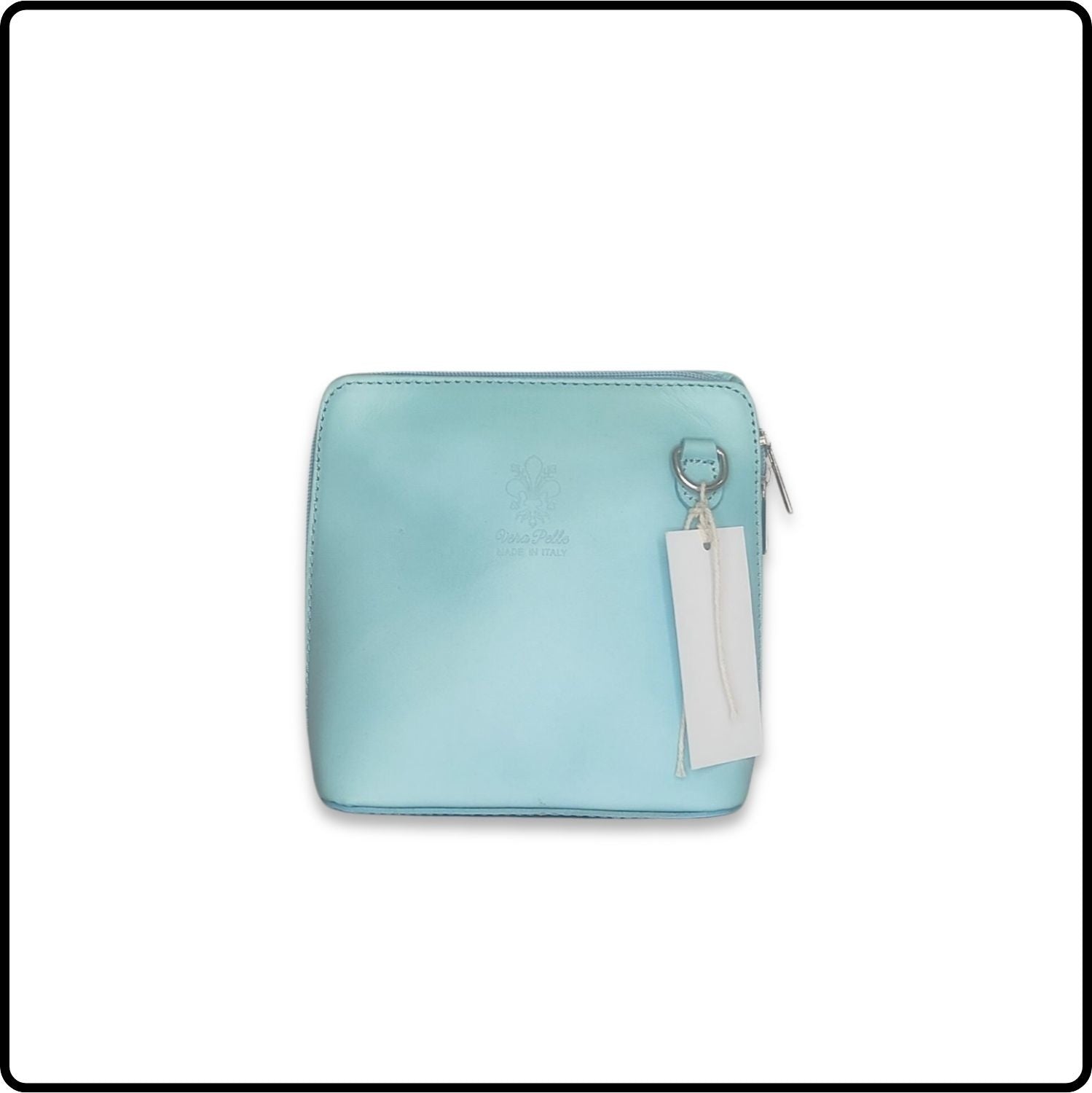 Square Leather Messenger Bag - VP011-PALE BLUE