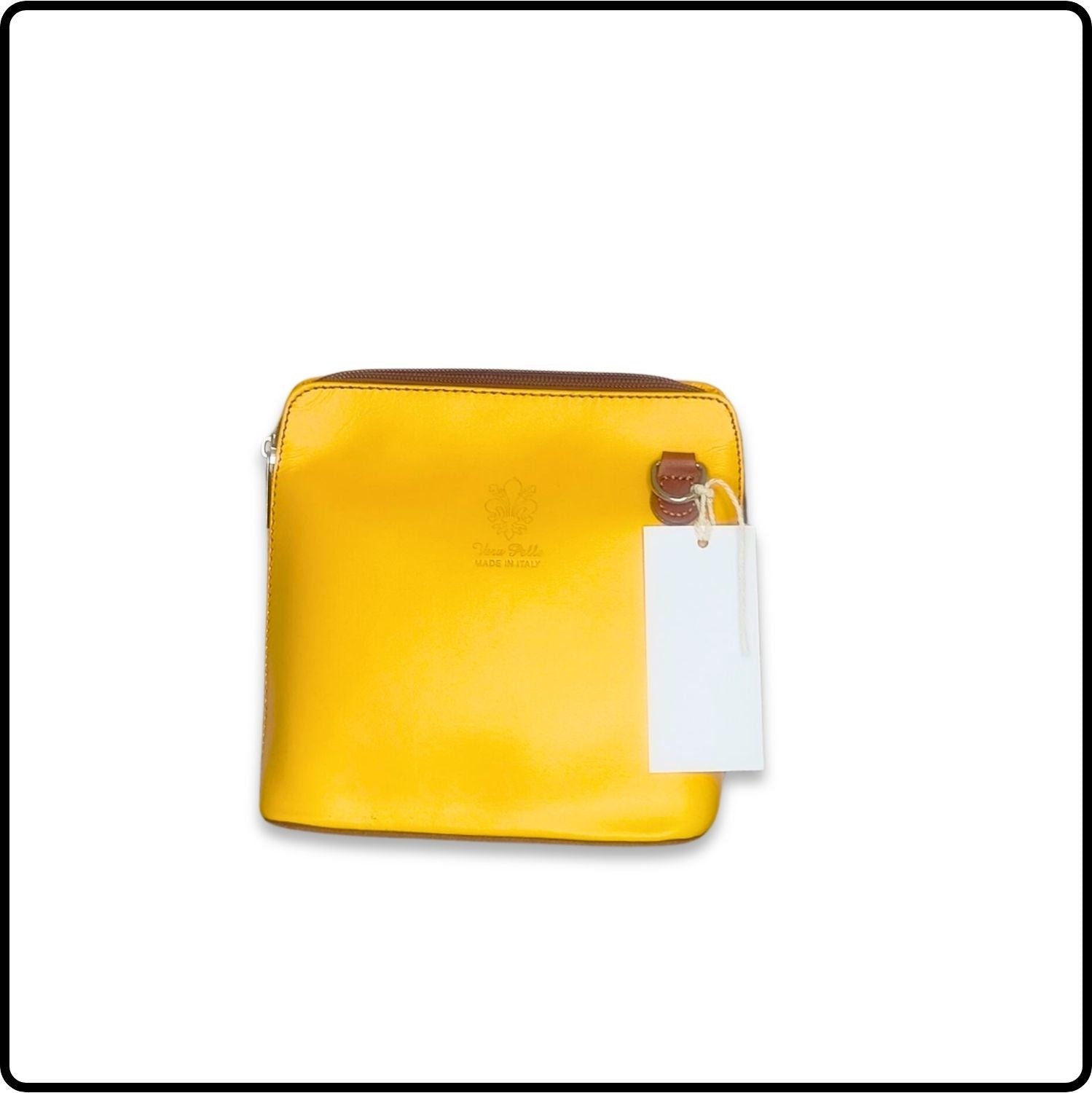 Square Leather Messenger Bag - VP011-YELLOW/TAN