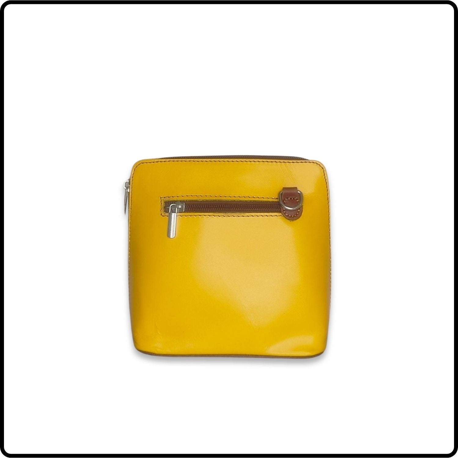 Square Leather Messenger Bag - VP011-YELLOW/TAN