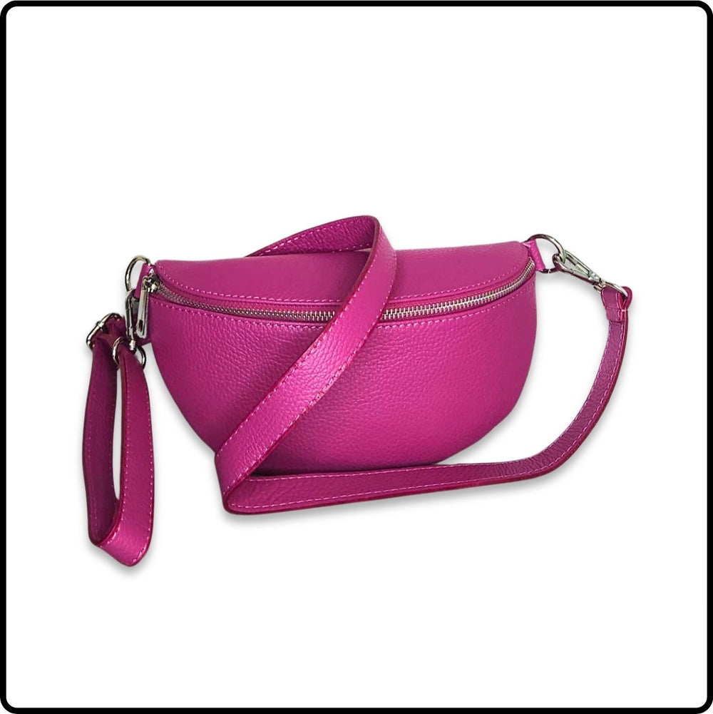 Leather Sling Bag/Bum Bag - VP105-FUCHSIA