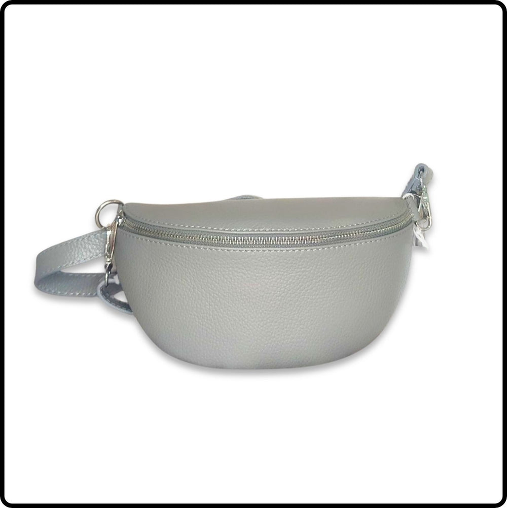 Leather Sling Bag/Bum Bag - VP105-LIGHT GREY