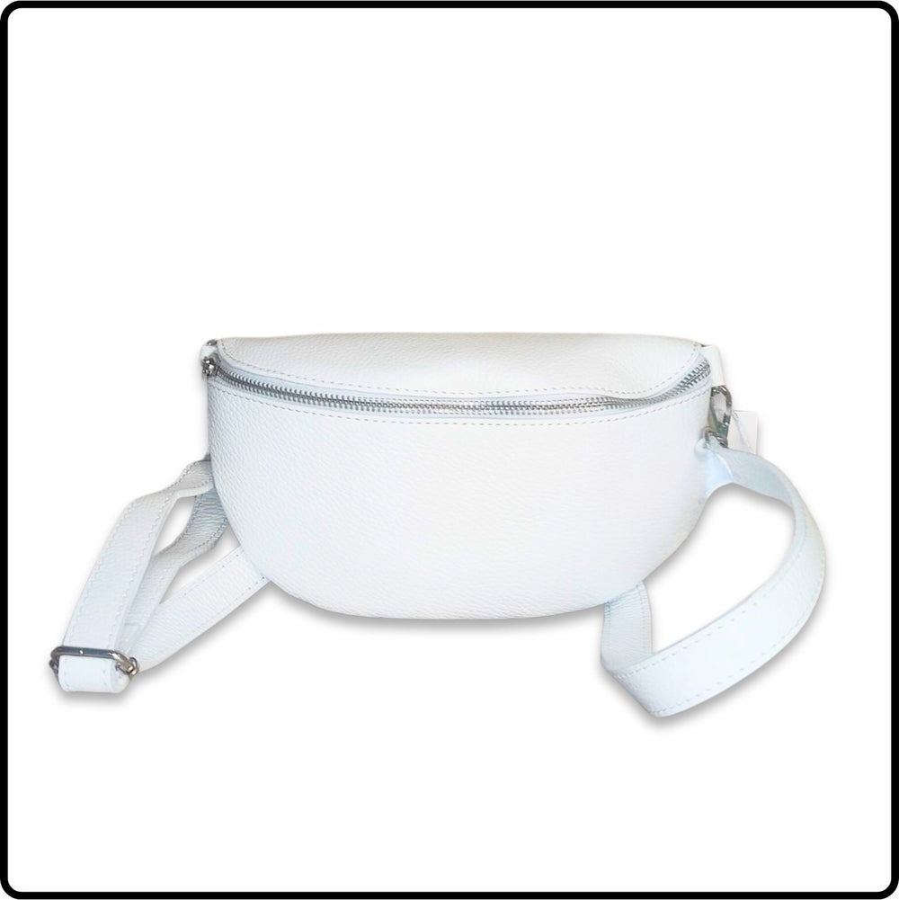 Leather Sling Bag/Bum Bag - VP105-WHITE