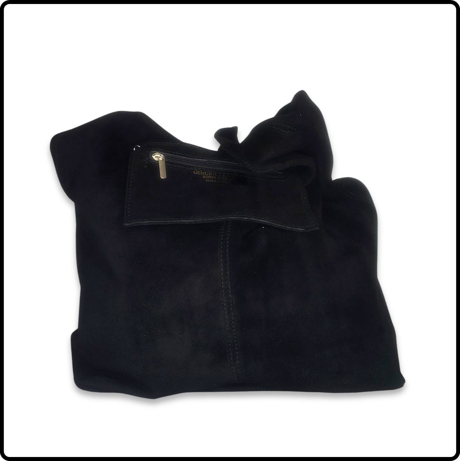 Suede Leather Slouchy Bag - VP144-BLACK