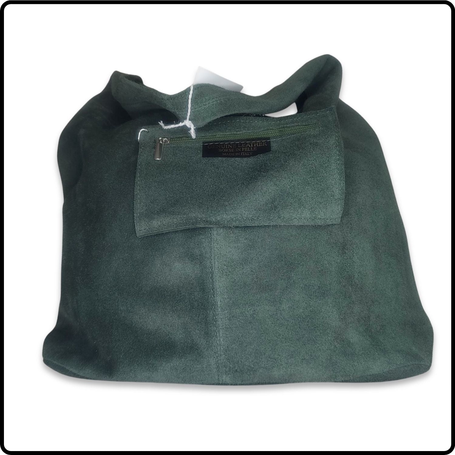 Suede Leather Slouchy Bag - VP144-DARK GREEN