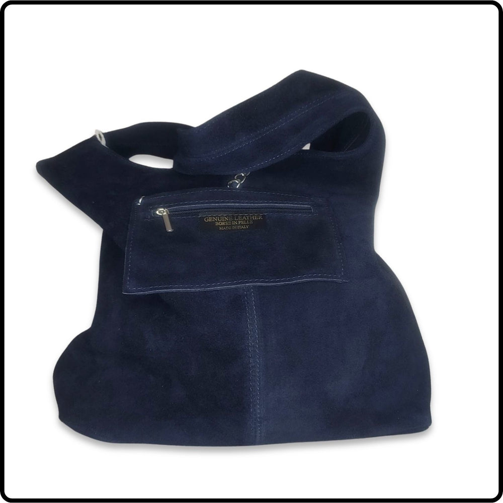 Suede Leather Slouchy Bag - VP144-NAVY