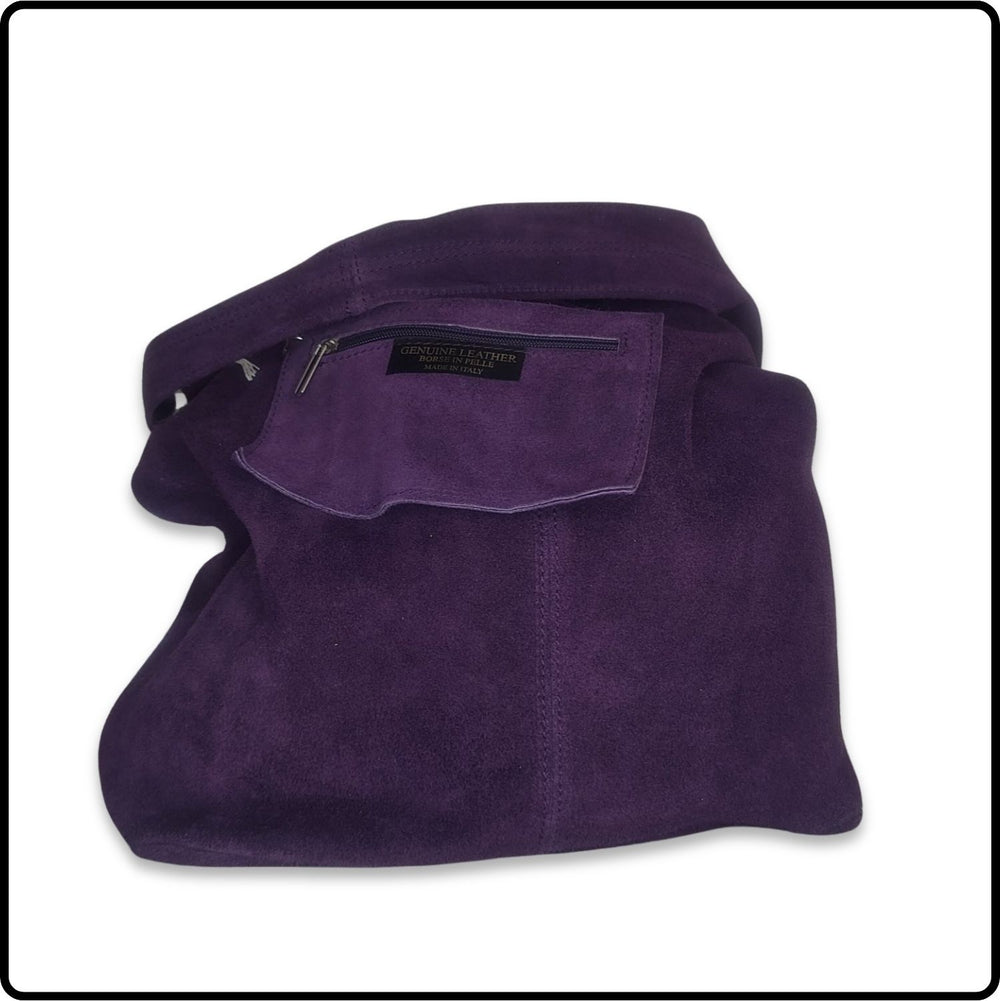 Suede Leather Slouchy Bag - VP144-PURPLE