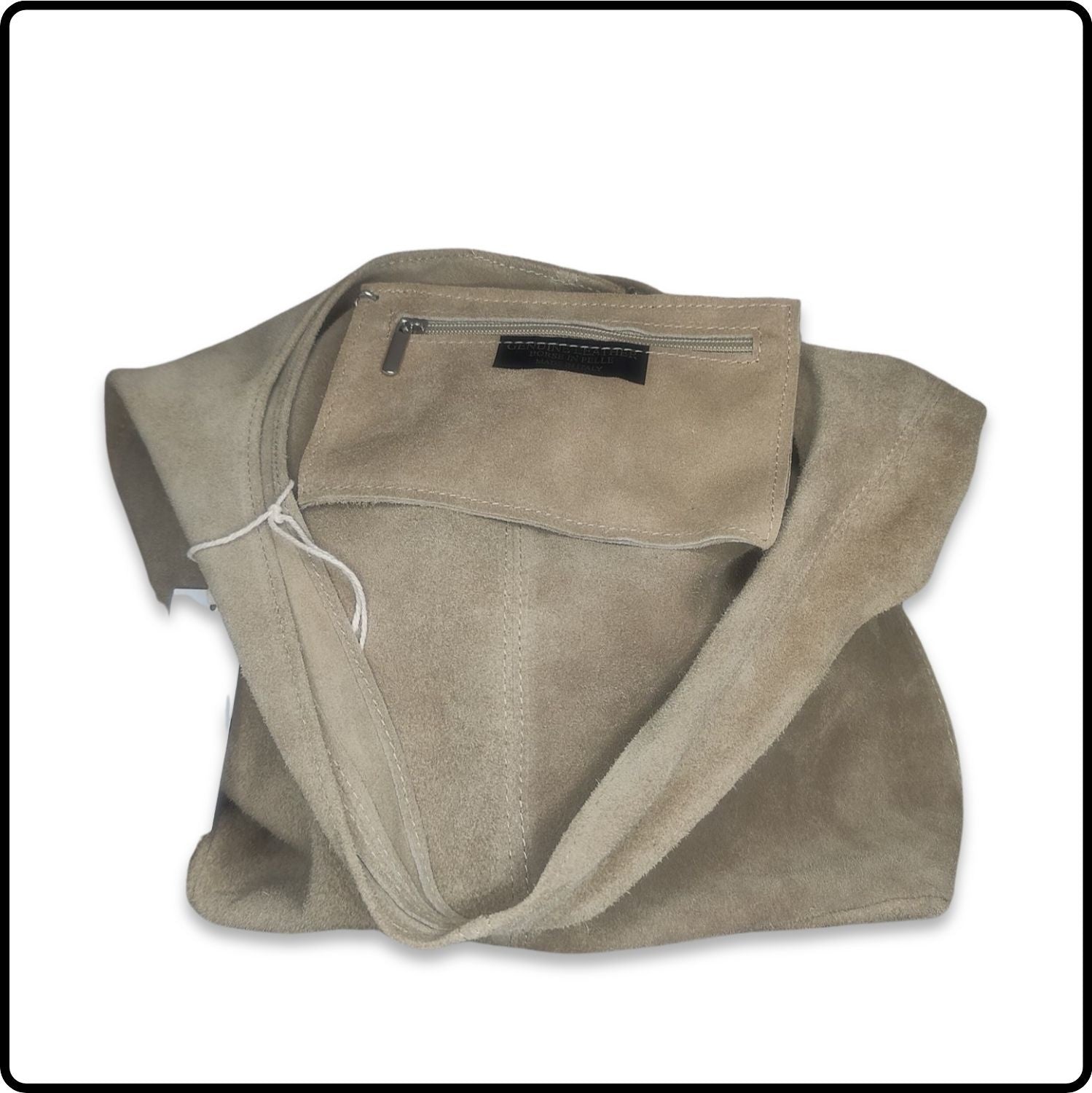 Suede Leather Slouchy Bag - VP144-TAUPE