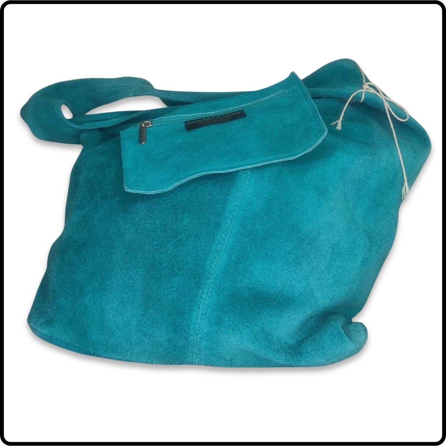 Suede Leather Slouchy Bag - VP144-TURQUOISE