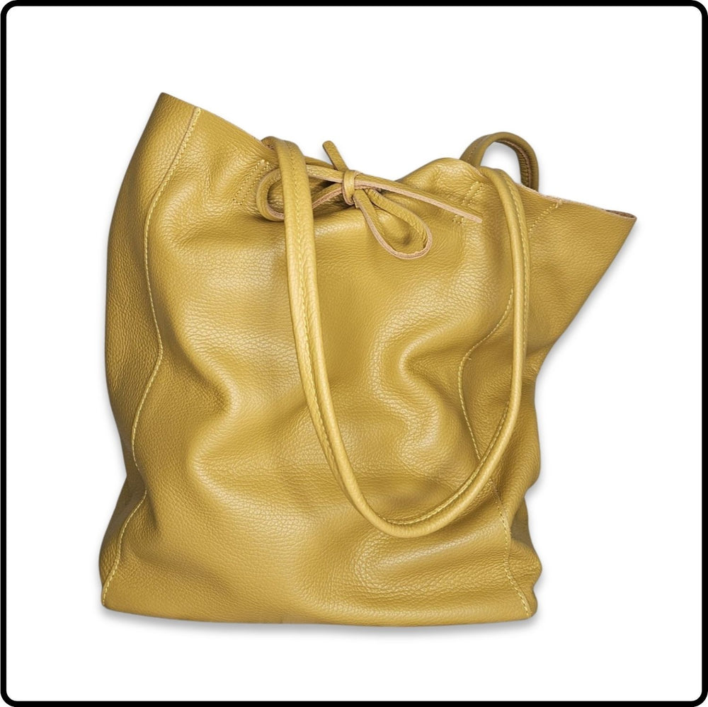 Pebbled Leather Tote Bag - VP8102-YELLOW