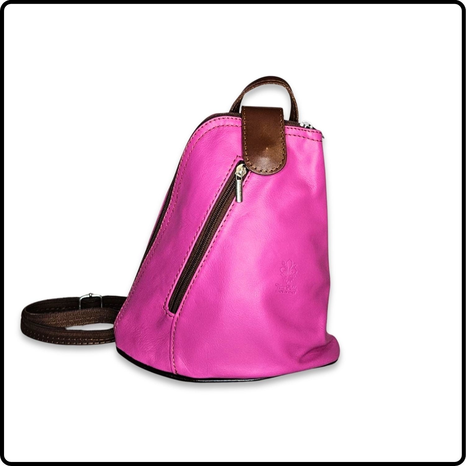 Small Soft Leather Backpack - VPB14-FUSCHIA/BROWN