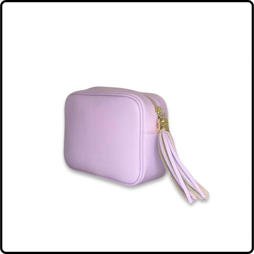 Leather Cross Body Bag Tassel- PS233-LILAC