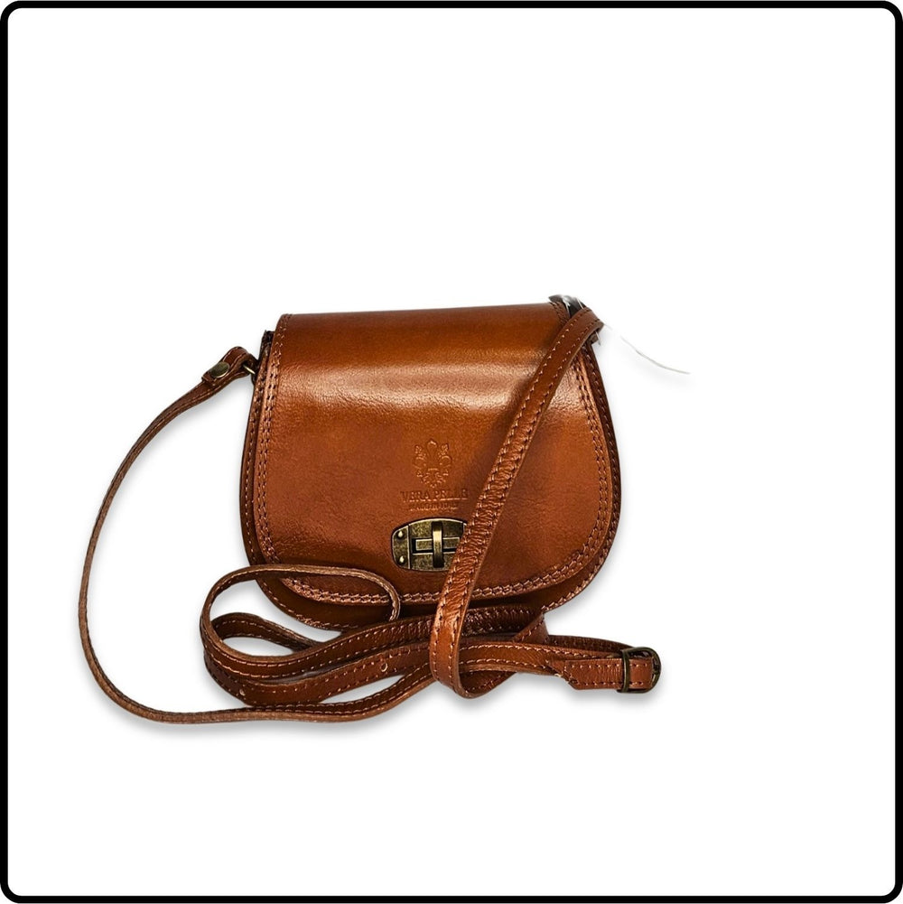 Small Leather Cross Body Satchel Bag - VP165-TAN