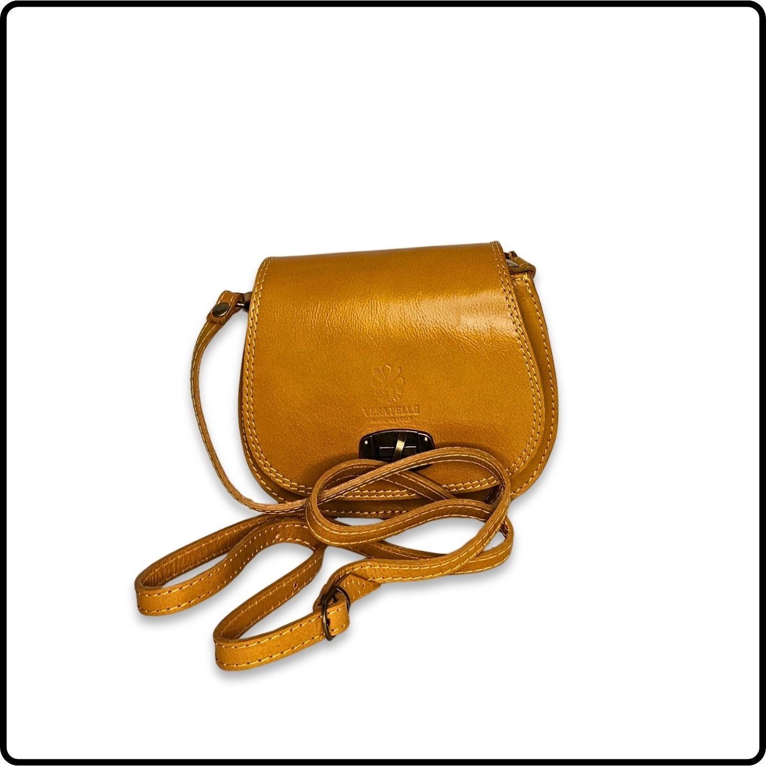 Small Leather Cross Body Satchel Bag - VP165-YELLOW