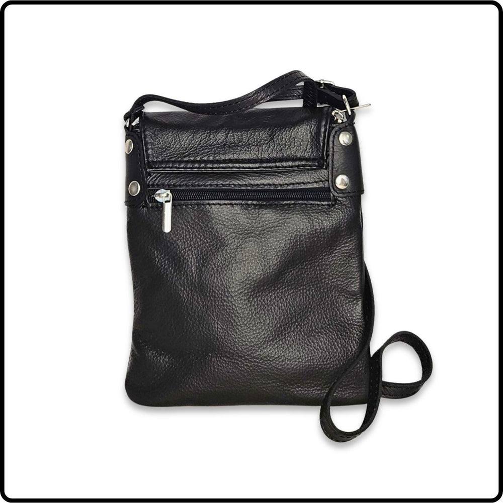 Soft Leather Cross Body Bag - VPZ1-BLACK