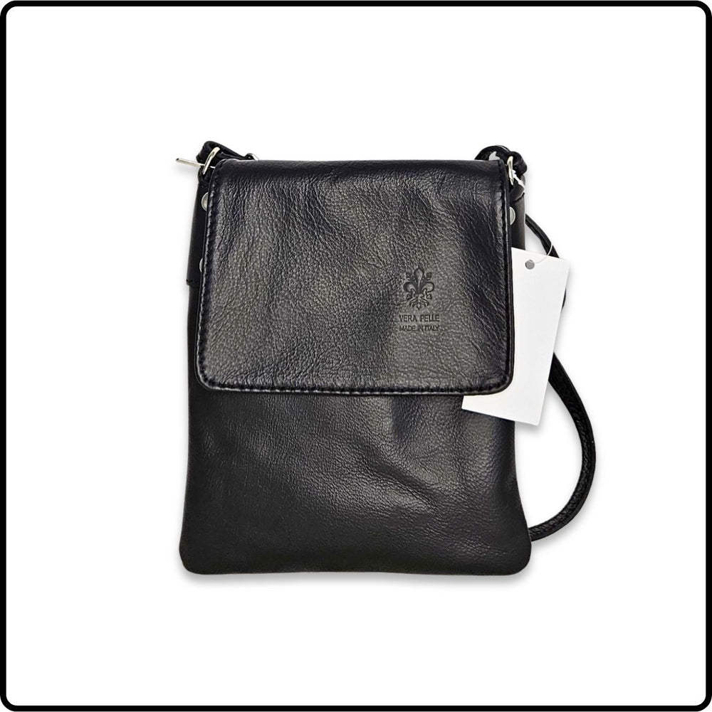 Soft Leather Cross Body Bag - VPZ1-BLACK