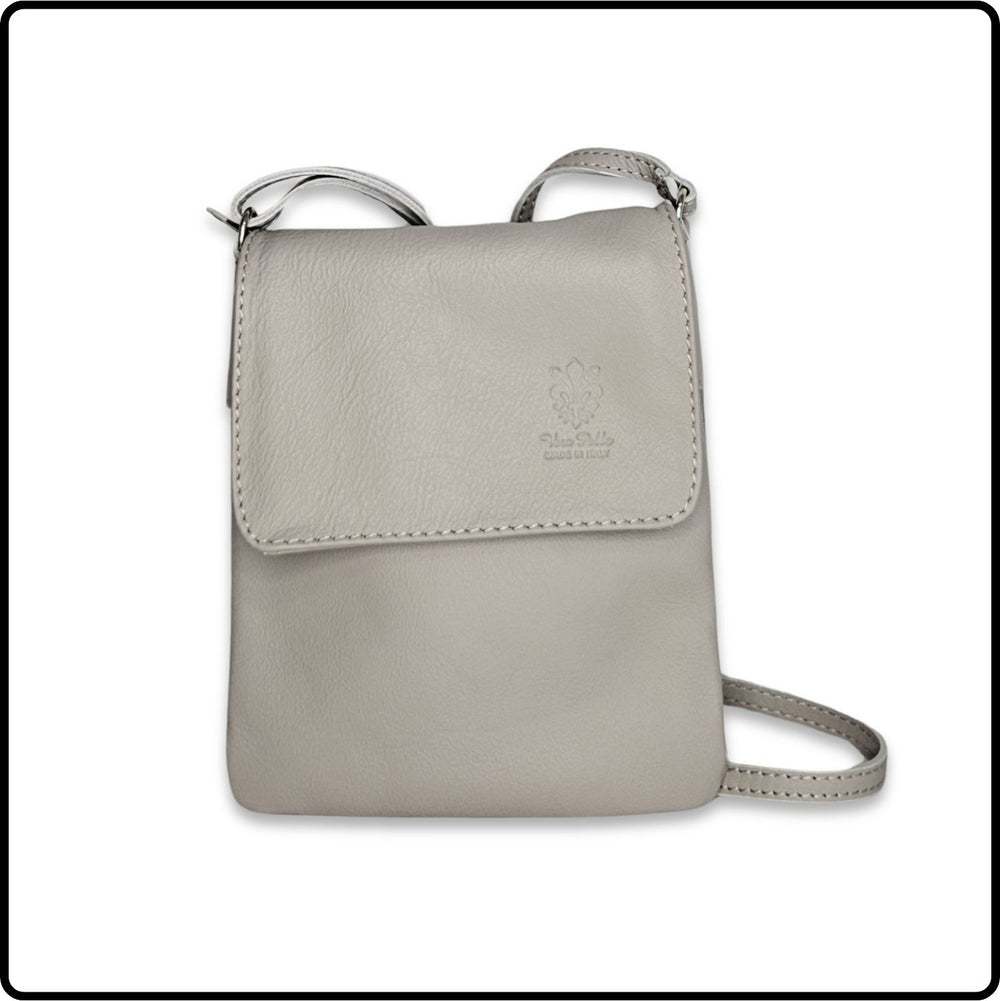 Soft Leather Cross Body Bag - VPZ1-LIGHT GREY