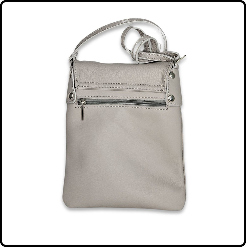 Soft Leather Cross Body Bag - VPZ1-LIGHT GREY