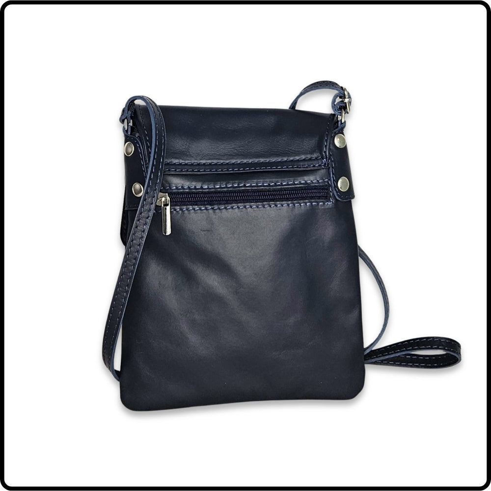 Soft Leather Cross Body Bag - VPZ1-NAVY