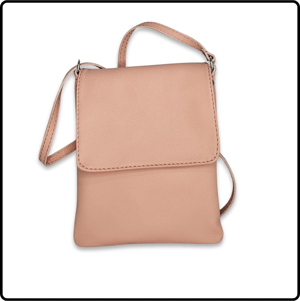 Soft Leather Cross Body Bag - VPZ1-PALE PINK