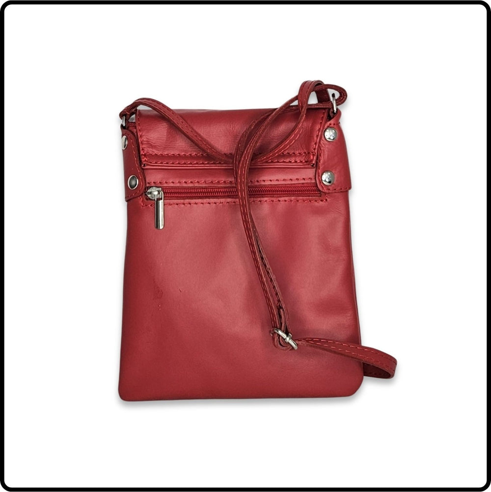 Soft Leather Cross Body Bag - VPZ1-RED