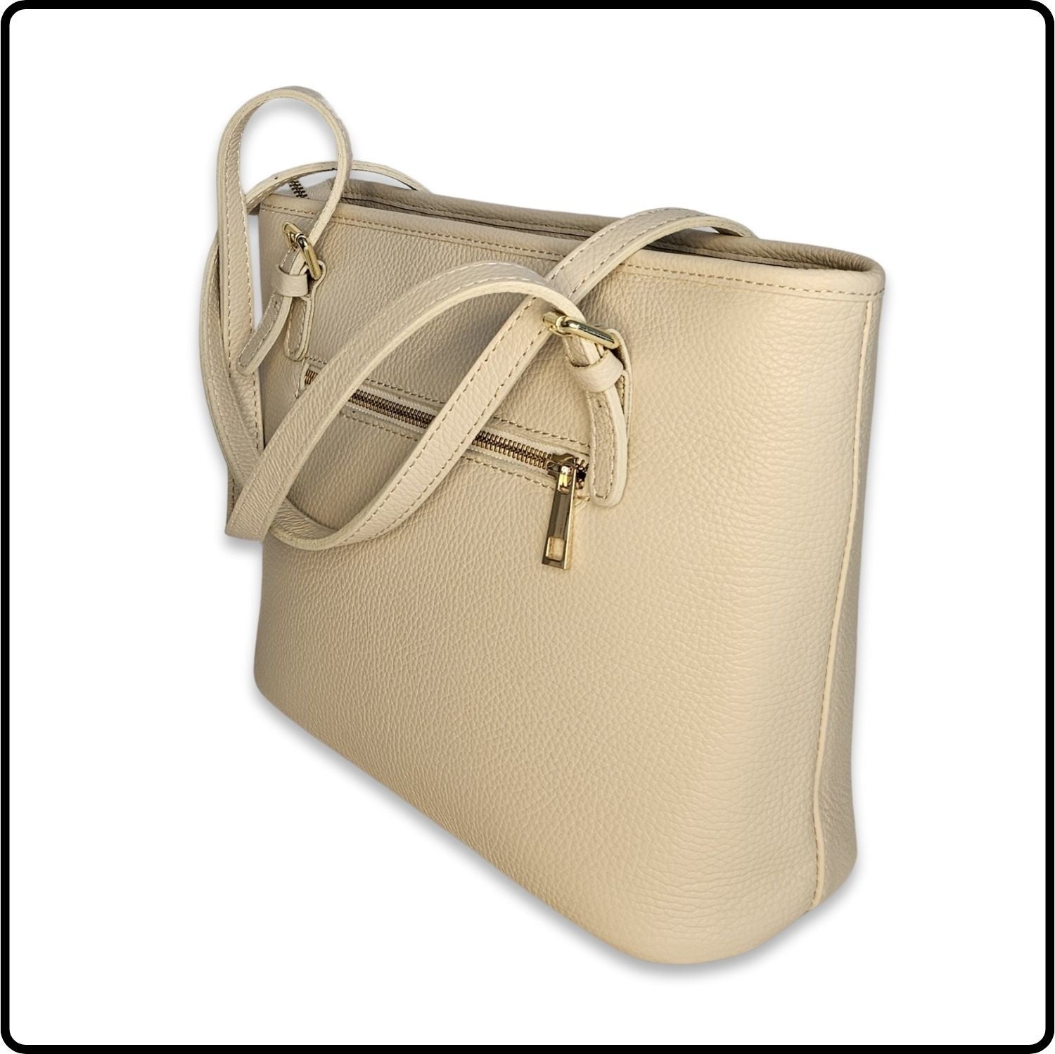 Soft Leather Handbag - PL576-CREAM