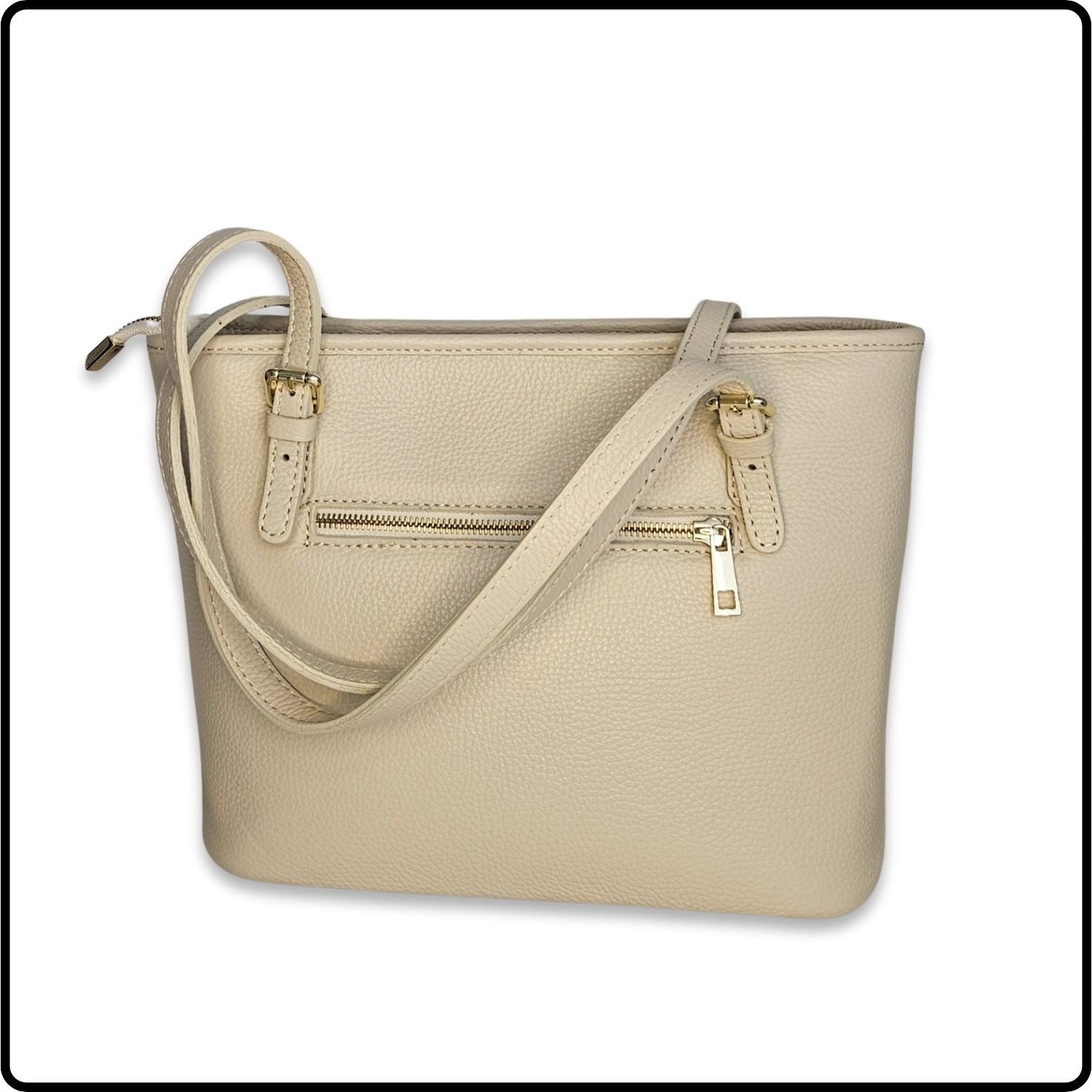 Soft Leather Handbag - PL576-CREAM