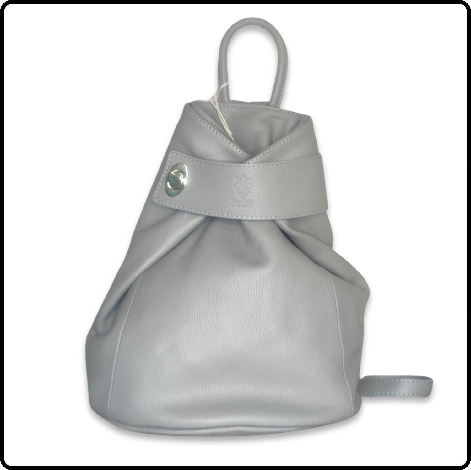 Large Pebbled Leather Lock Closure Backpack - VPR248-GREY