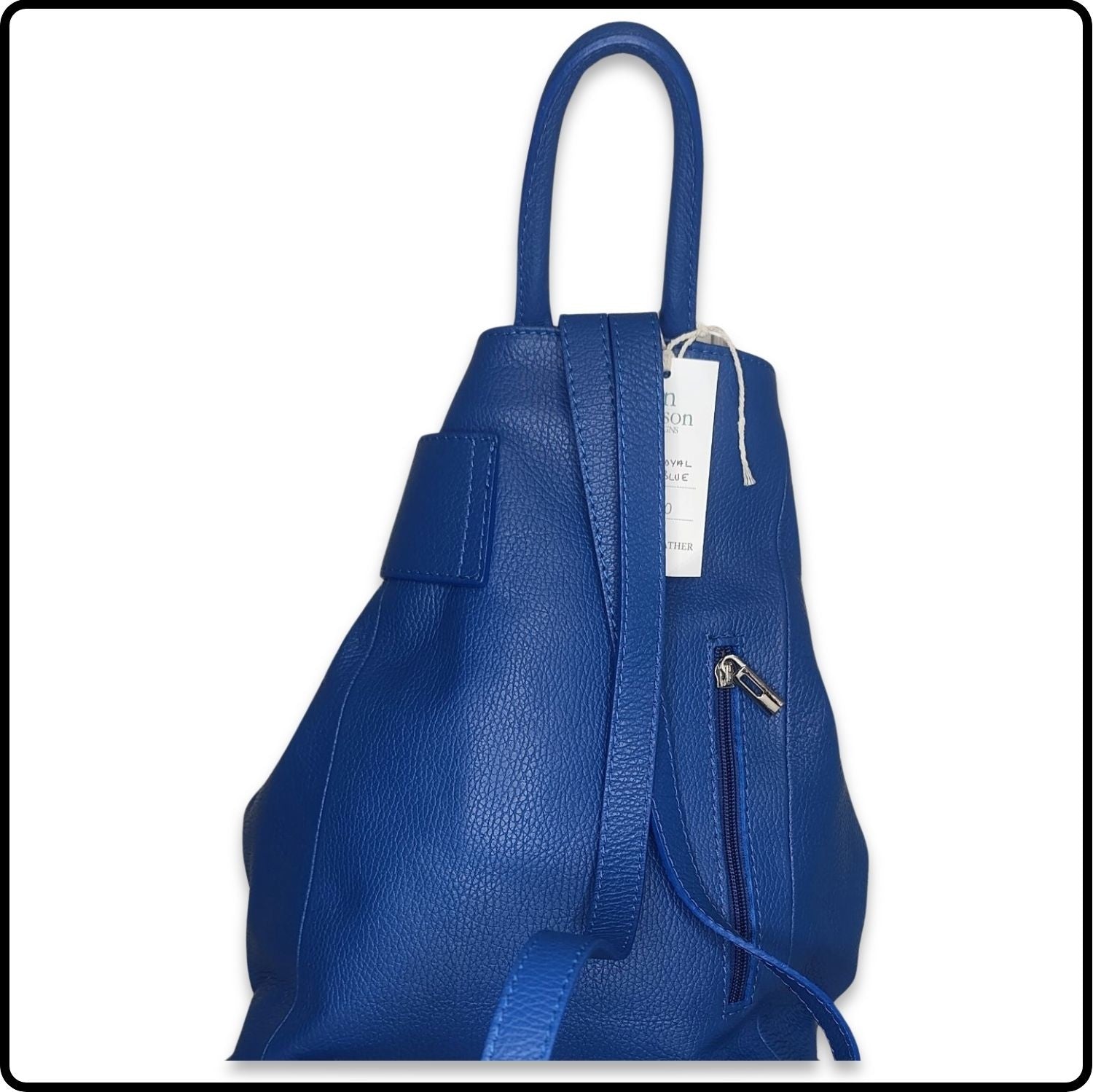 Large Pebbled Leather Lock Closure Backpack - VPR248-ROYAL BLUE