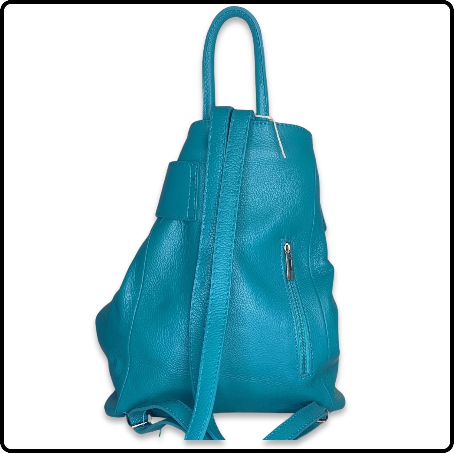 Large Pebbled Leather Lock Closure Backpack - VPR248-TURQUOISE