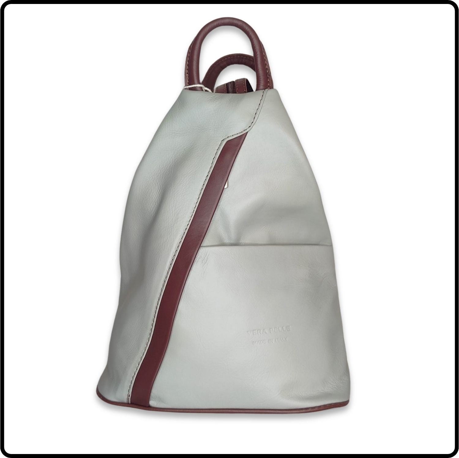 Large Soft Leather Backpack - VPR244-LIGHT GREY/BROWN