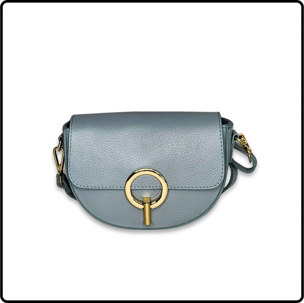 Half Moon Leather Cross Body Bag - VP8-LIGHT BLUE