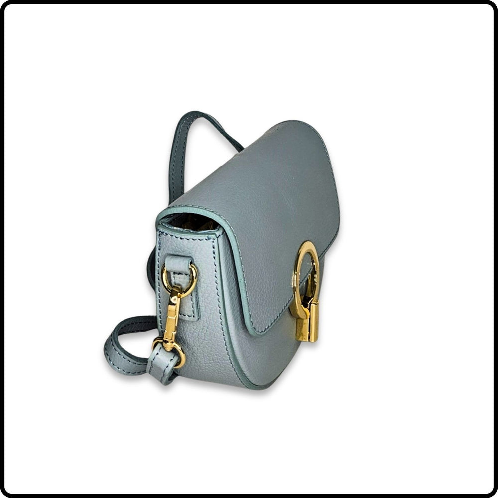 Half Moon Leather Cross Body Bag - VP8-LIGHT BLUE