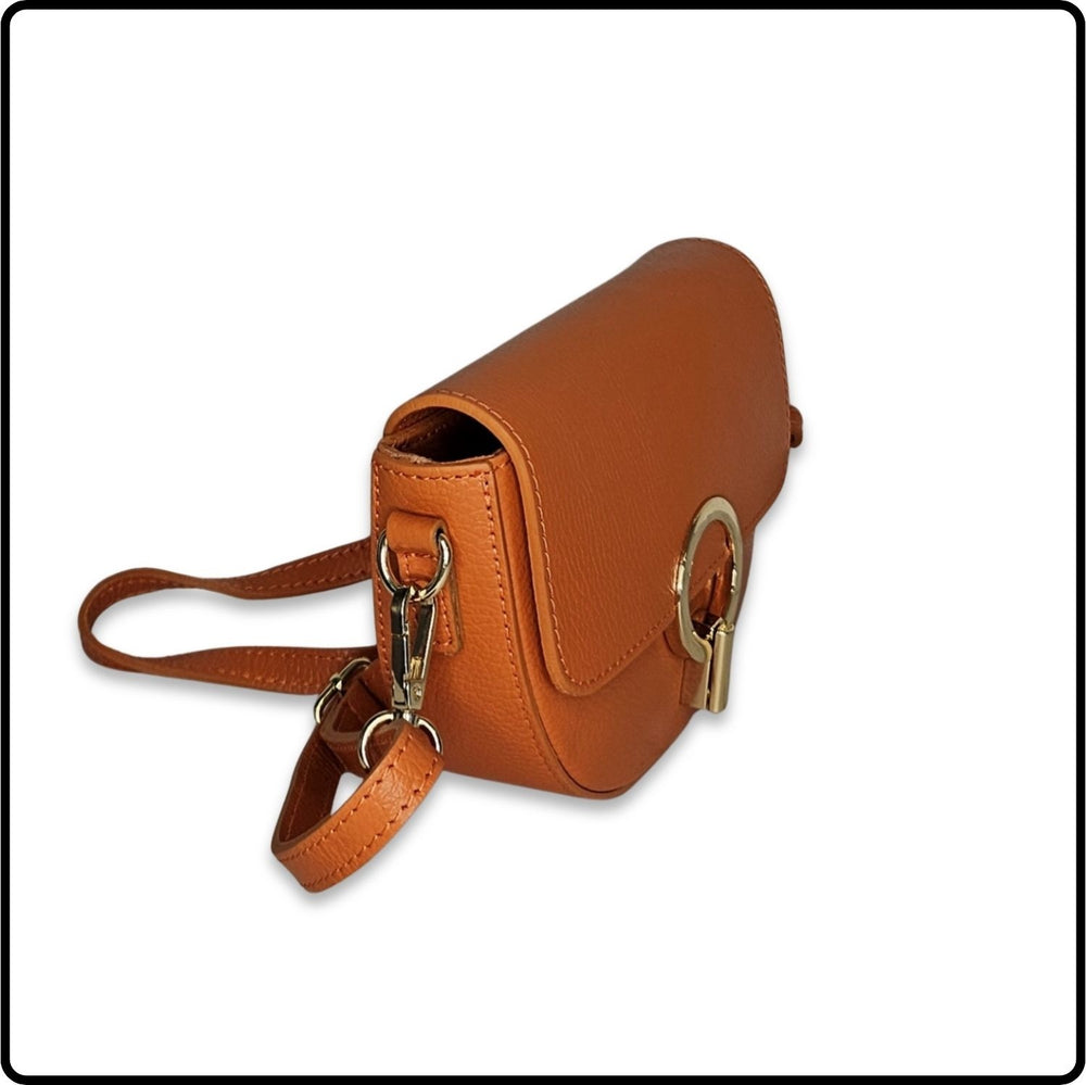 Half Moon Leather Cross Body Bag - VP8-ORANGE