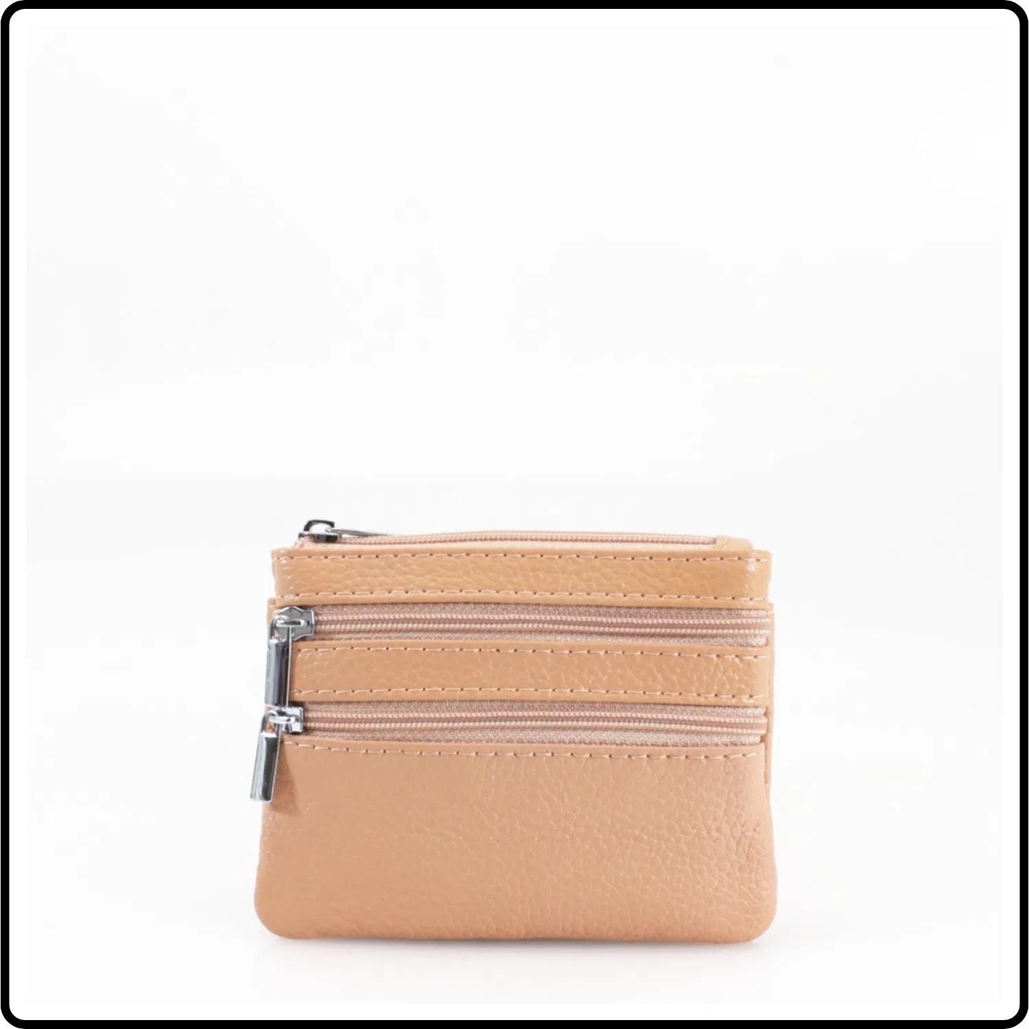 Leather Zipper Coin Purse - 001-PINK