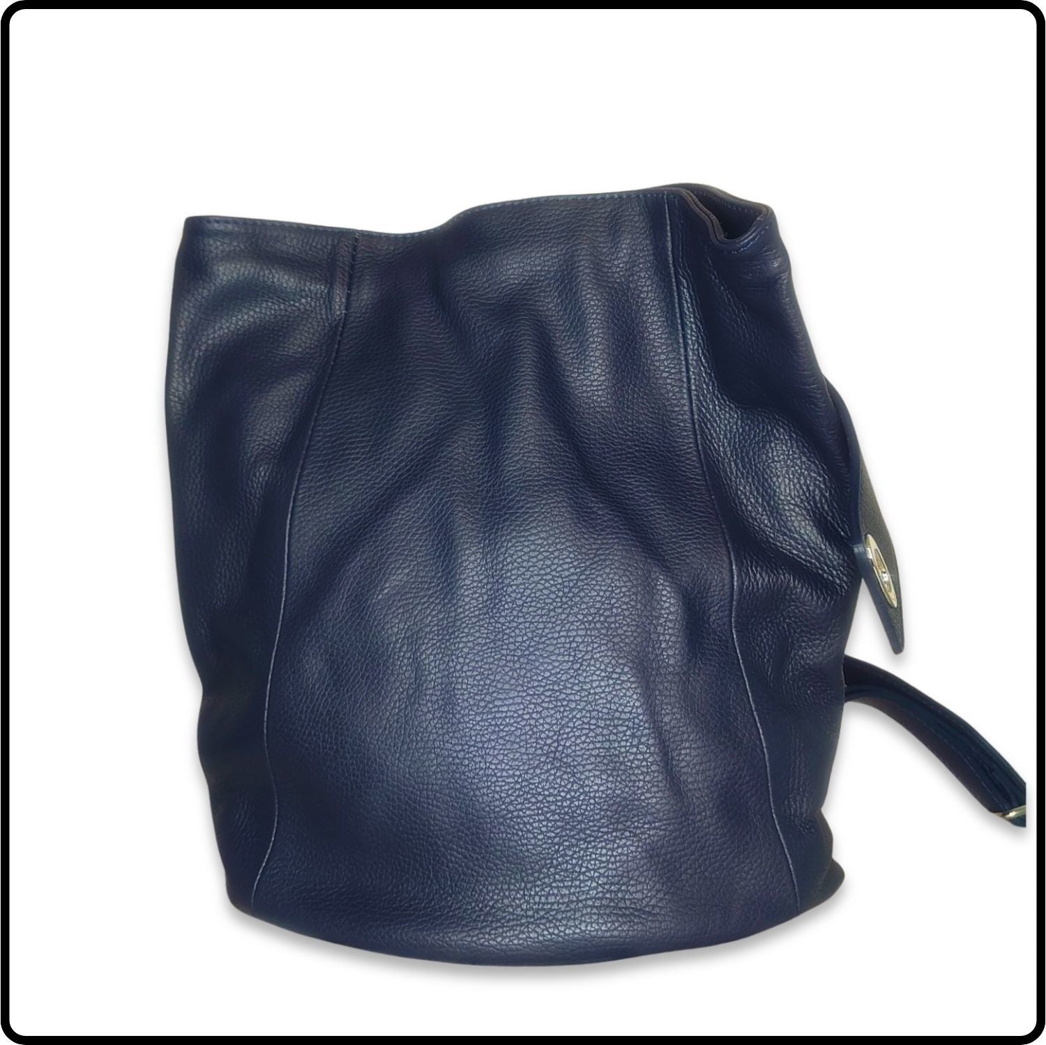 Large Pebbled Leather Lock Closure Backpack - VPR248-NAVY