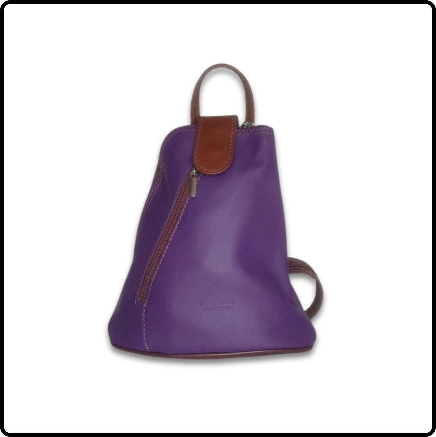 Small Soft Leather Backpack - VPB14-PURPLE/BROWN