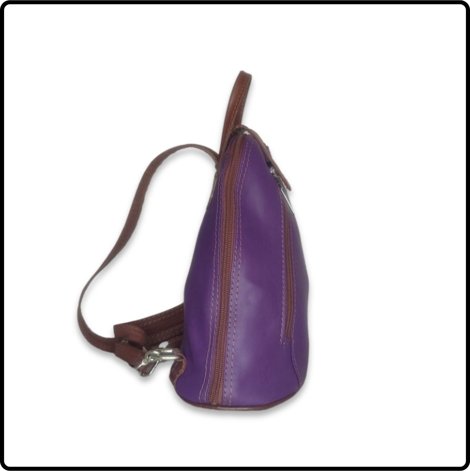 Small Soft Leather Backpack - VPB14-PURPLE/BROWN