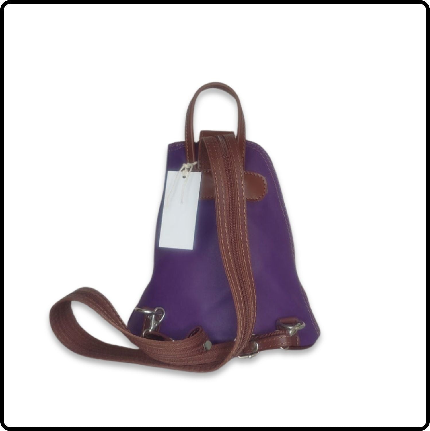 Small Soft Leather Backpack - VPB14-PURPLE/BROWN