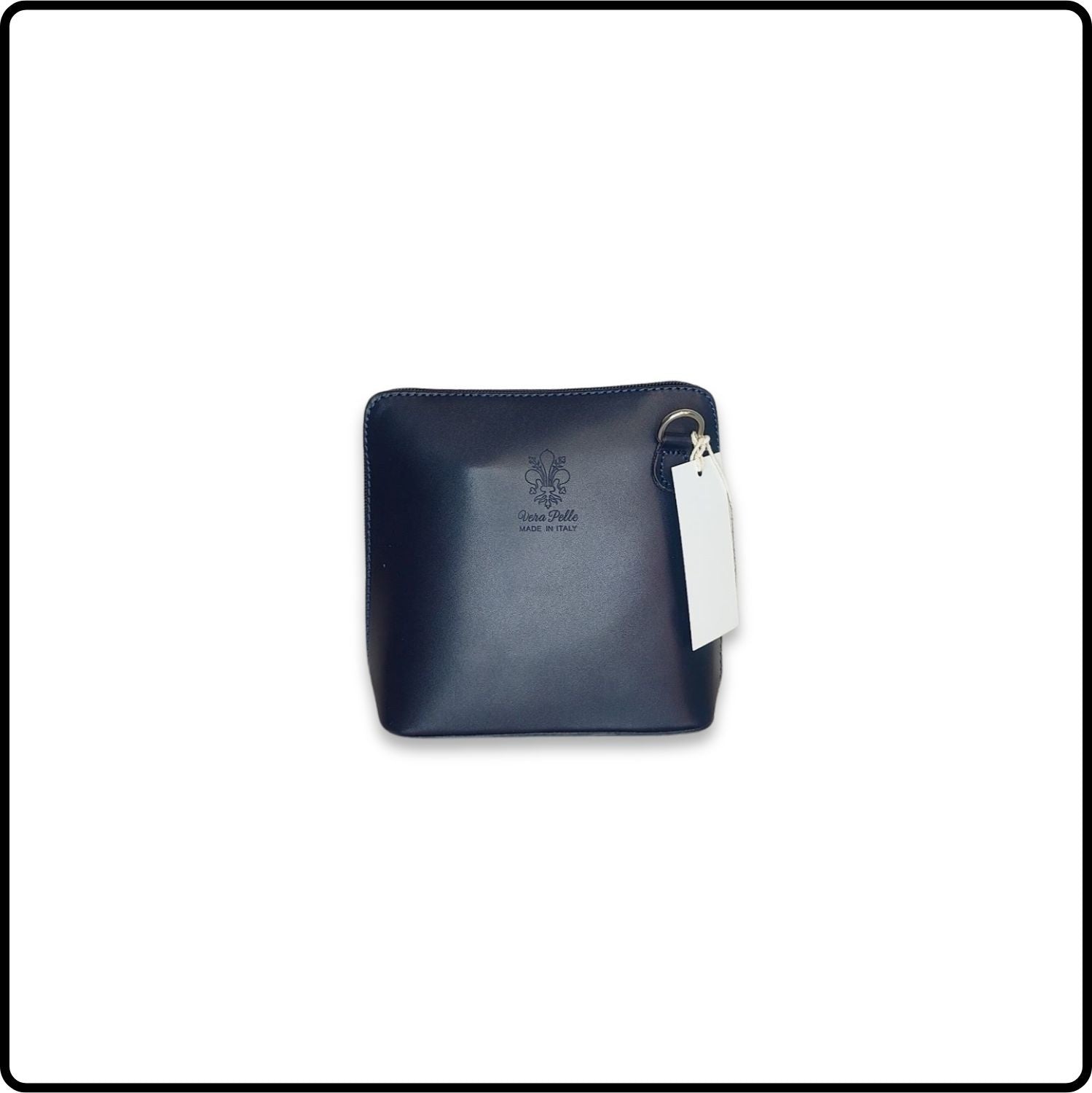 Square Leather Messenger Bag - VP011-NAVY
