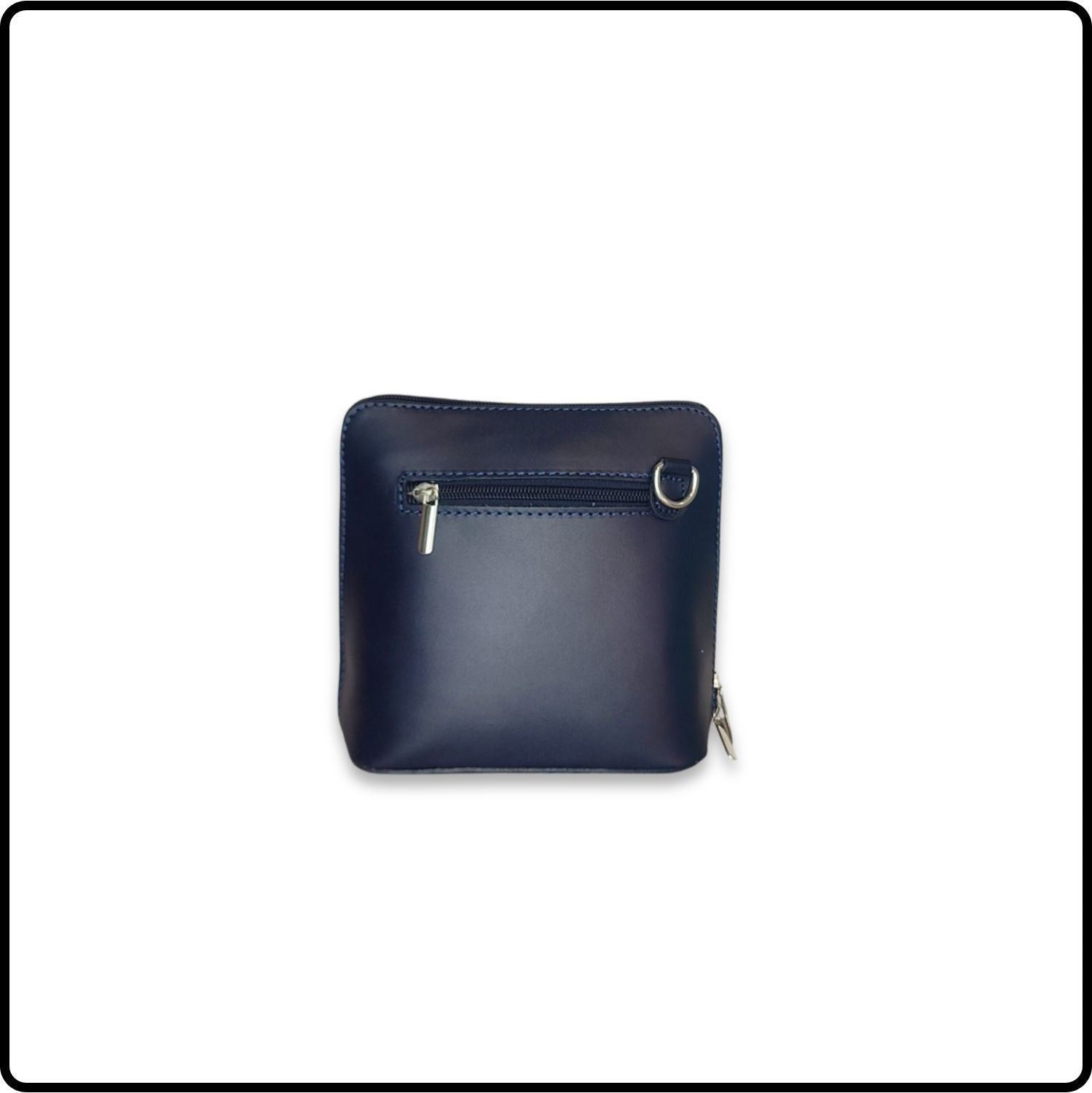 Square Leather Messenger Bag - VP011-NAVY