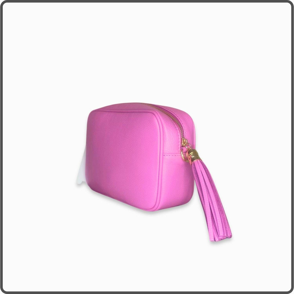 Leather Cross Body Bag Tassel- PS233-CANDY PINK